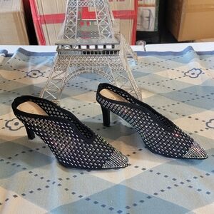 Glaze Black and Silver Mesh Heels